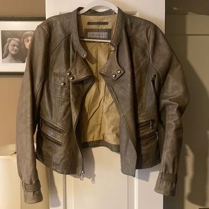 Andrew Marc grey leather jacket (L)